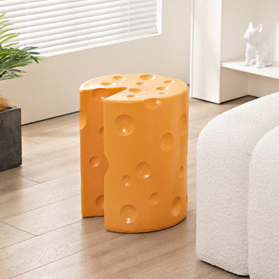 Contemporary Creative Kids Round Cylinder Cheese Resin Side Table For Bedroom