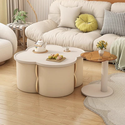 Contemporary Nordic Flower Shape MDF Wood Base Coffee Table For Living Room