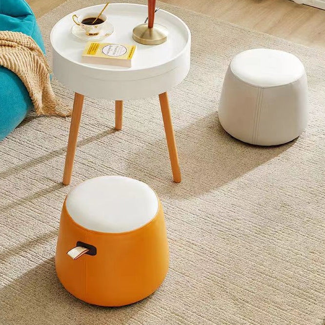 Contemporary Simplicity Cylinder Fabric Pouf Low Stool For Living Room