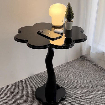 Contemporary Nordic Petal Shape Wood Iron Side Table For Living Room