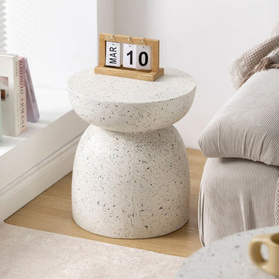 Contemporary Nordic Round Cylinder Magnesium Oxide End Table For Bedroom