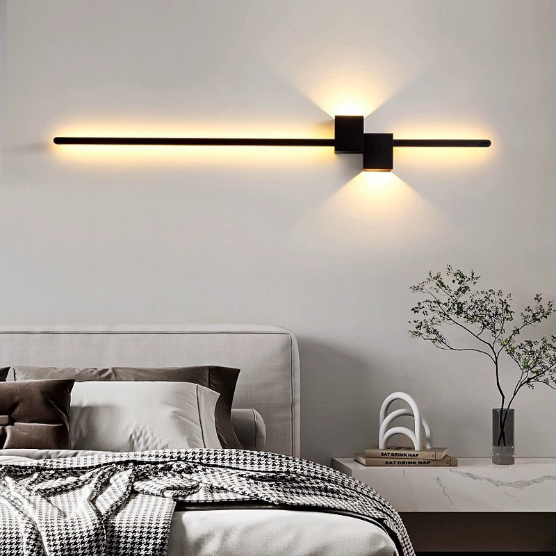 Modern Minimalist Strip Rectangle Iron Aluminum LED Wall Sconce Lamp For Living Room