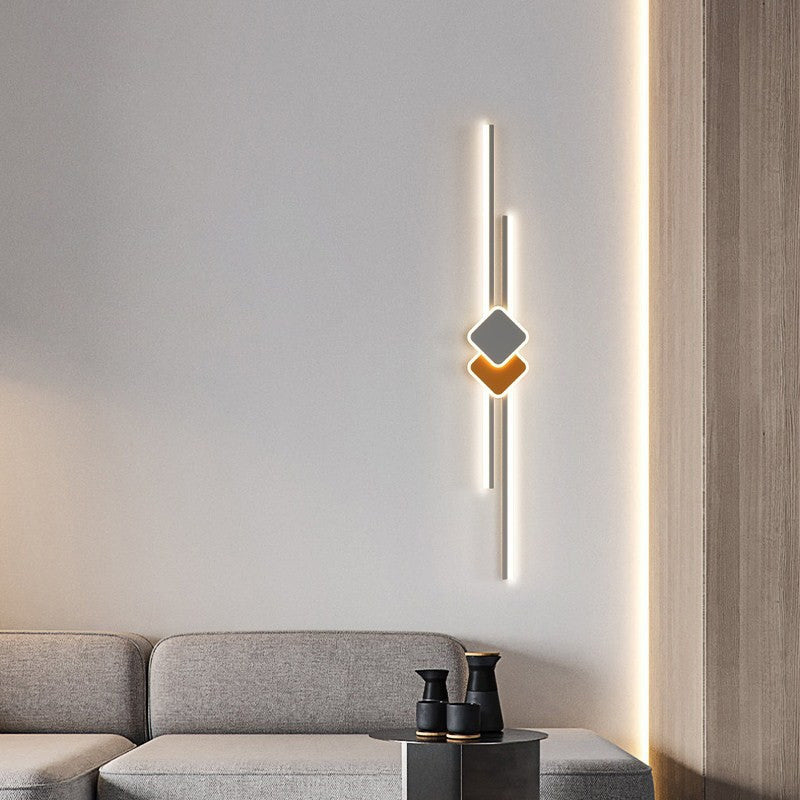 Modern Minimalist Long Strip Rhombus Iron Aluminum Acrylic LED Wall Sconce Lamp For Living Room