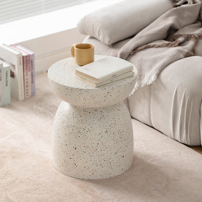 Contemporary Nordic Round Cylinder Magnesium Oxide End Table For Bedroom