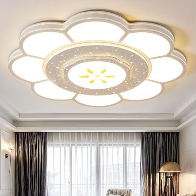 Modern Simplicity Iron Acrylic Round Flower LED Flush Mount Ceiling Light For Living Room