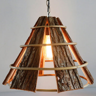 Modern Creative Minimalist Rattan Coarse Bark Horn 1-Light Pendant Light