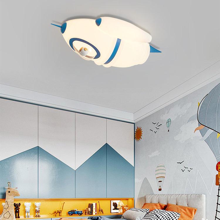 Contemporary Creative Kids Rocket Iron Plastic LED Flush Mount Ceiling Light For Bedroom