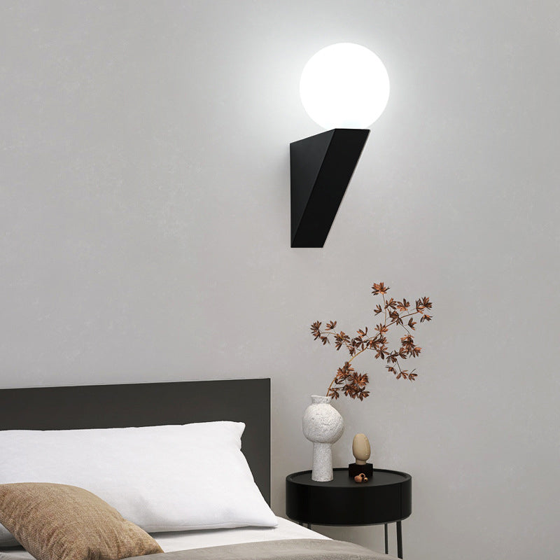 Modern Minimalist Triangle Orb Iron Plastic 1-Light Wall Sconce Lamp For Living Room