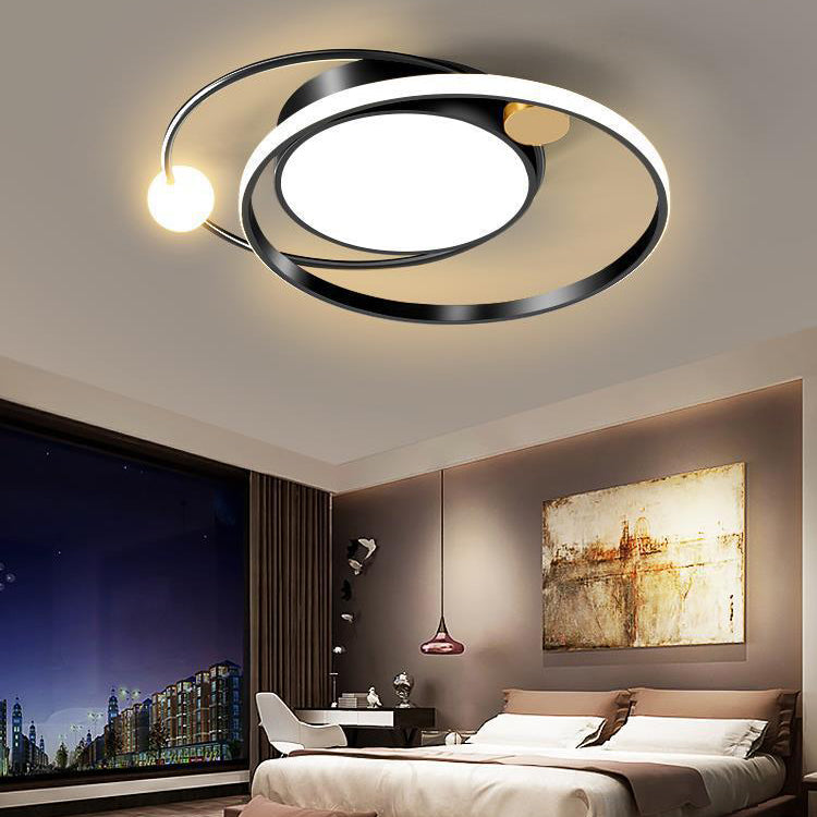 Modern Minimalist Round Circle Iron Acrylic LED Flush Mount Ceiling Light For Bedroom