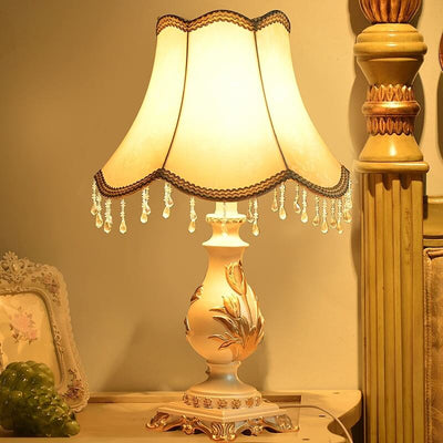 Modern Luxury Tassel Vase Base Iron Resin Fabric 1-Light Table Lamp