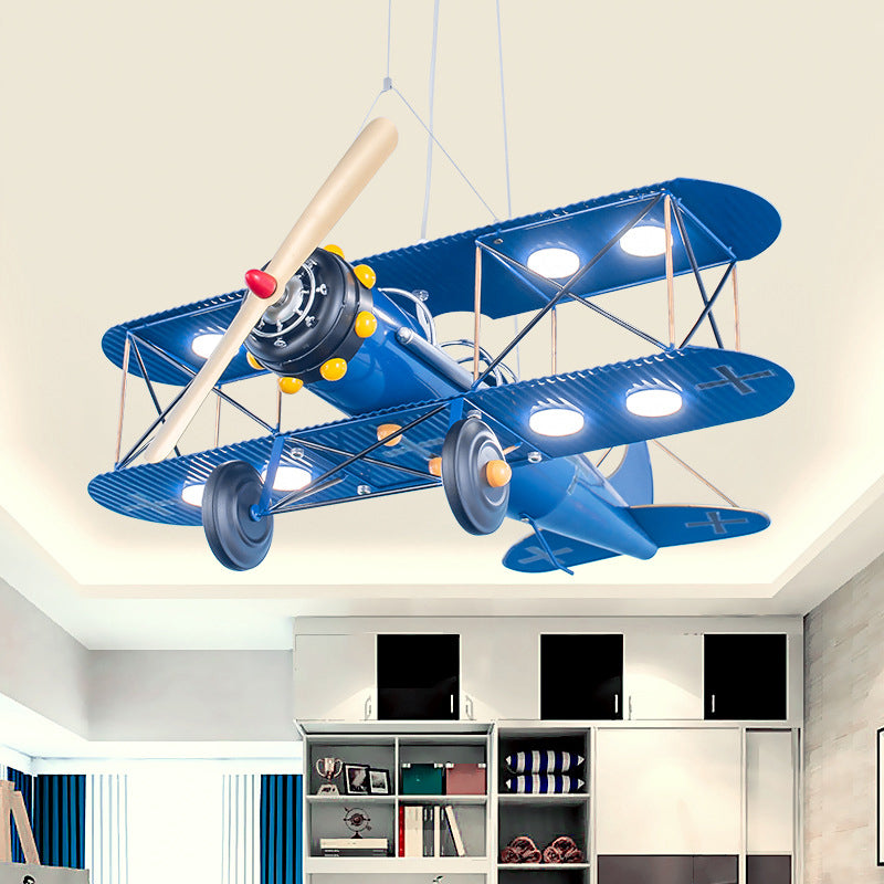 Contemporary Creative Kids Aircraft Hardware Acrylic LED Chandelier For Bedroom