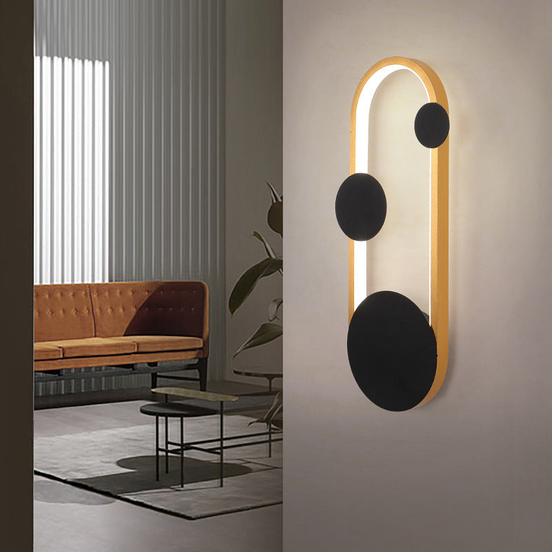 Modern Minimalist Iron Aluminum Round Elliptical LED Wall Sconce Lamp For Bedside