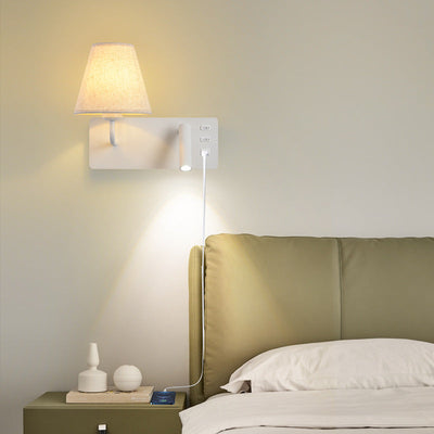 Modern Minimalist Square Cylinder Iron Aluminum Fabric 1-Light LED Wall Sconce Lamp For Bedroom