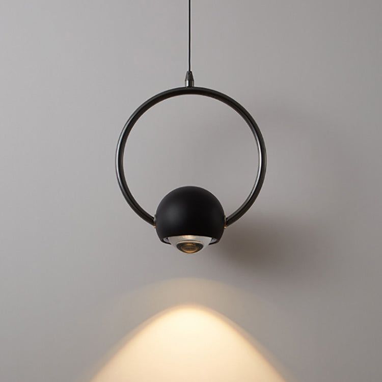 Contemporary Nordic Aluminum Circle Ring Liftable LED Pendant Light For Bedroom