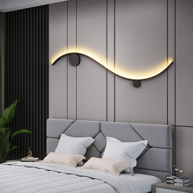 Modern Minimalist Copper Silica Line Wave Circle LED Wall Sconce Lamp For Hallway