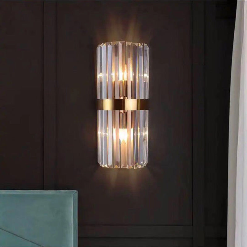 Contemporary Luxury Crystal Strip Stainless Steel 1-Light Wall Sconce Lamp For Bedroom