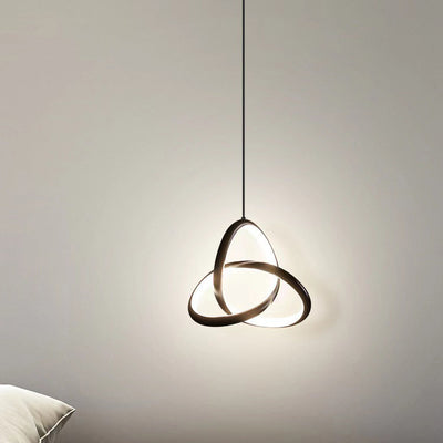 Contemporary Nordic Aluminum Iron Silica Geometric Intertwined Ring LED Pendant Light For Bedside