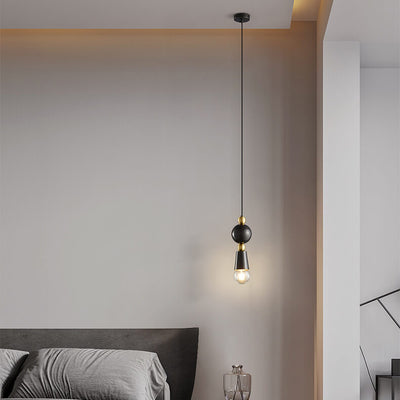 Modern Minimalist Geometric Column Glass Brass 1-Light Pendant Light