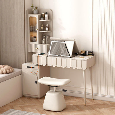 Contemporary Simplicity Rectangular Leather Upholstered Height Adjustable Vanity Stool For Bedroom