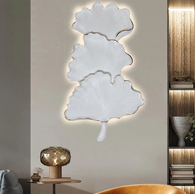 Contemporary Nordic Ginkgo Leaf Resin LED Wall Sconce Lamp For Living Room