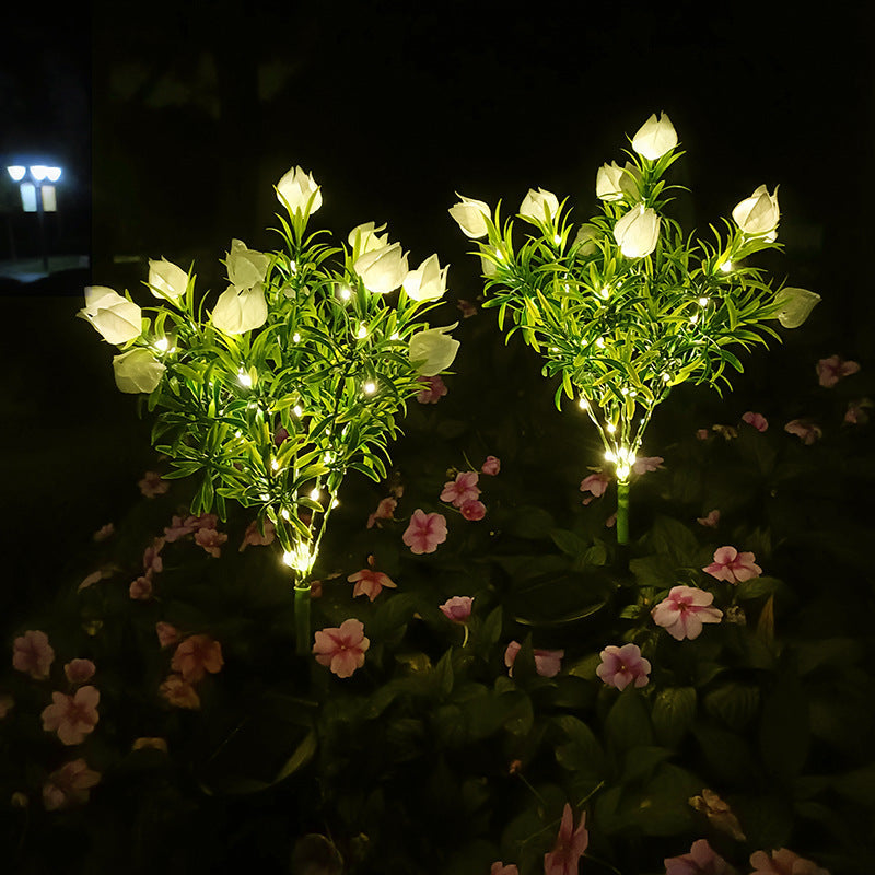 Contemporary Creative Waterproof Imitation Gardenia LED Solar Lawn Insert Light For Outdoor Patio