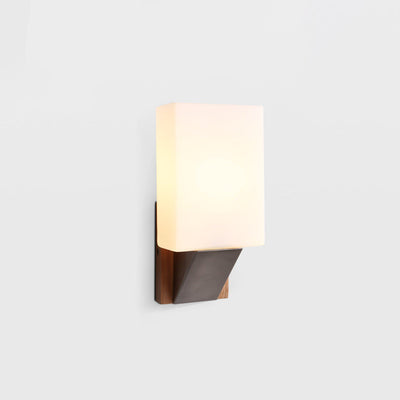 Modern Minimalist Rectangle Wood Glass 1-Light Wall Sconce Lamp For Bedroom