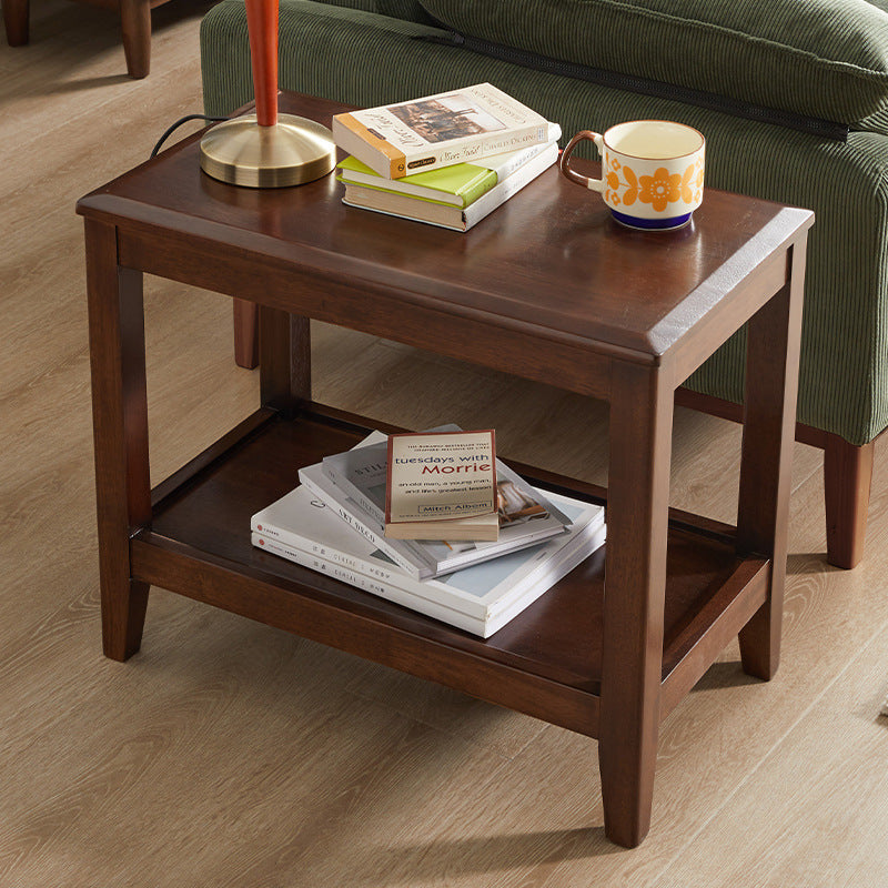 Traditional Chinese Oval Wood Tea Table Two Tier For Living Room