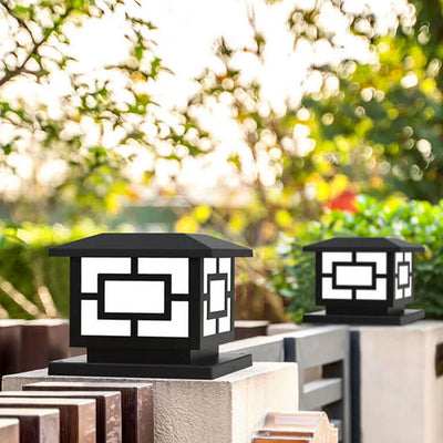 Lampe solaire imperméable contemporaine de poteau d'ABS industriel contemporain du cube LED pour le patio extérieur 