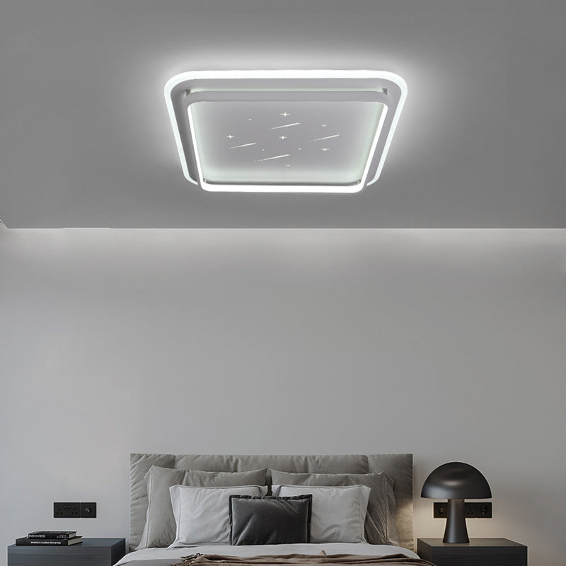 Modern Minimalist Geometric Rectangular Iron LED Flush Mount Ceiling Light For Living Room