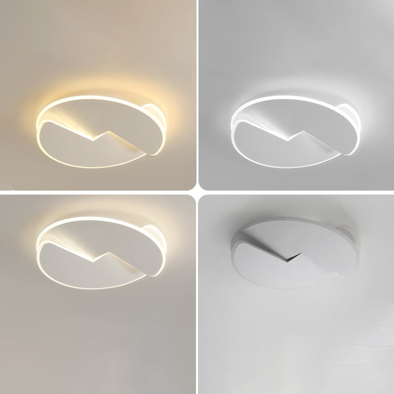 Modern Minimalist Round Acrylic Iron Shade LED Flush Mount Ceiling Light For Bedroom