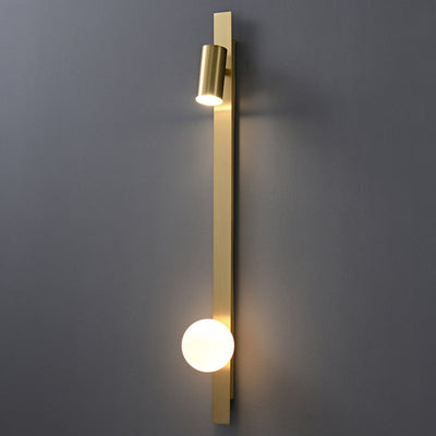 Modern Minimalist Strip Round Ball Brass Glass LED Wall Sconce Lamp For Bedroom