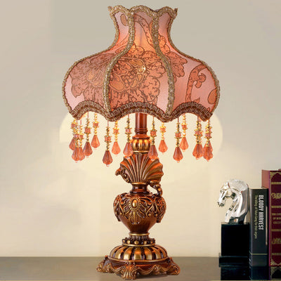 Traditional European Resin Fabric 1-Light Table Lamp For Bedroom