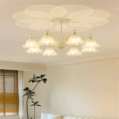 Traditional French Branch Floral Glass Iron 6/8 Light Chandelier For Bedroom