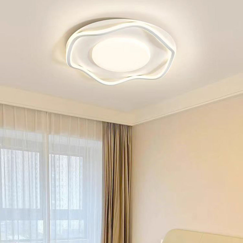 Modern Minimalist Wave Round Square Hardware Acrylic LED Flush Mount Ceiling Light For Bedroom