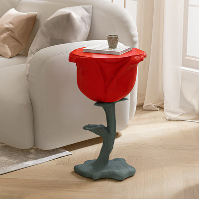 Contemporary Creative Red Rose Flower Shape Fiberglass Coffee Table For Living Room