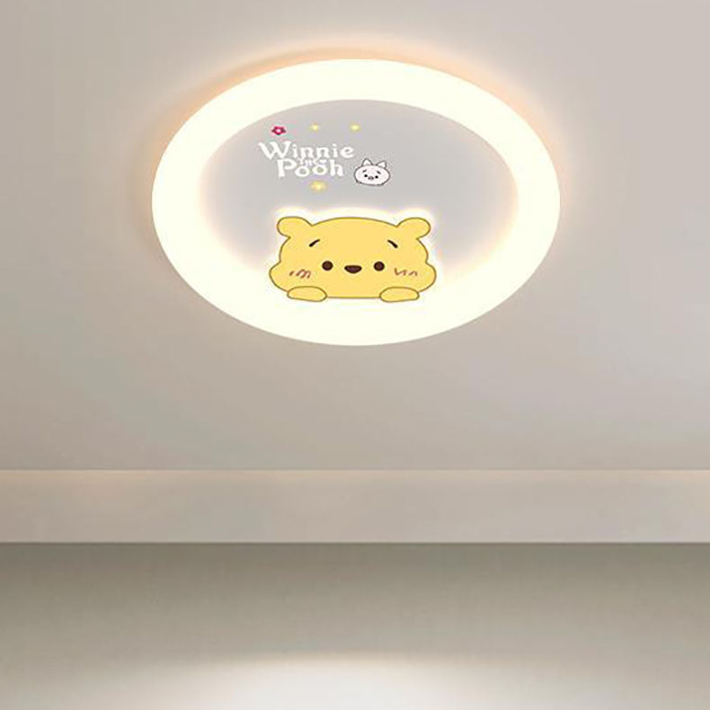 Contemporary Creative Cartoon Animal Duck Acrylic LED Flush Mount Ceiling Light For Bedroom