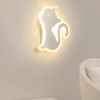 Modern Art Deco Cat-Shaped Acrylic Iron LED Wall Sconce Lamp For Bedroom