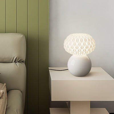 Modern Minimalist Orb Cloudy Ceramic PE 1-Light Table Lamp For Bedroom