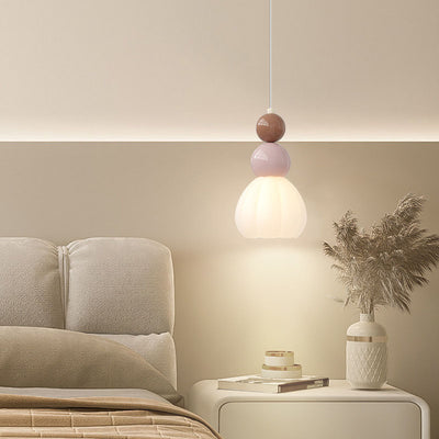 Modern Minimalist Multi-Tier Orb Iron PVC 1-Light Pendant Light For Bedroom