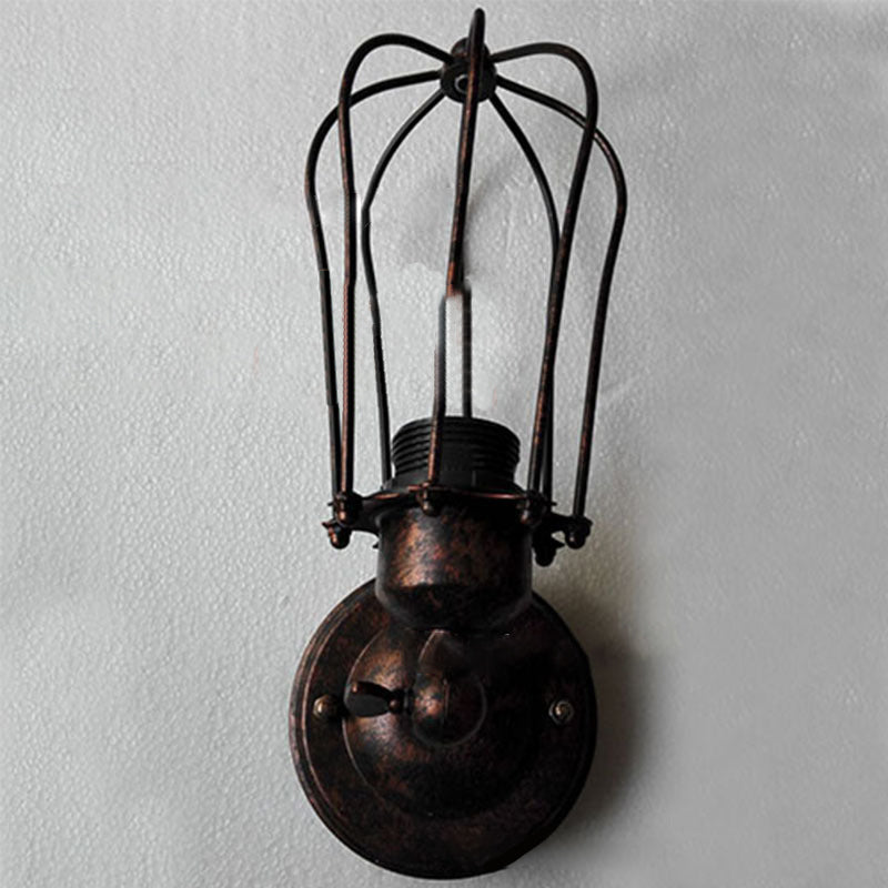 Contemporary Industrial Iron Frame 1/2-Light Wall Sconce Lamp For Living Room