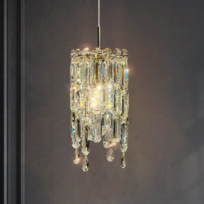 Modern Creative Crystal Cylinder 1-Light Pendant Light For Living Room