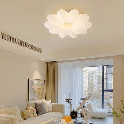 Contemporary Creative Floral Iron PVC LED Semi-Flush Mount Ceiling Light For Living Room