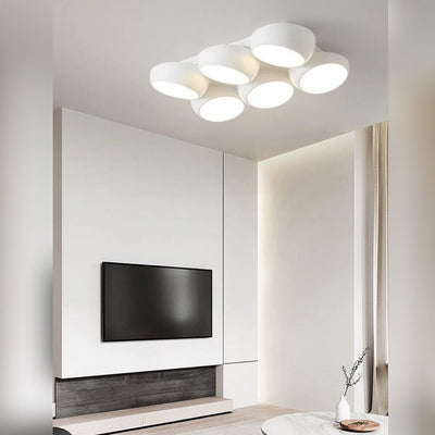 Modern Minimalist Combination Round Iron Plastic LED Flush Mount Ceiling Light For Living Room