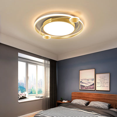 Modern Simplicity Round Iron Acrylic LED Flush Mount Ceiling Light For Bedroom