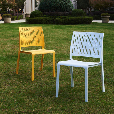 Modern Minimalist Square Plastic Chair Four Legs Backrest For Outdoor Patio