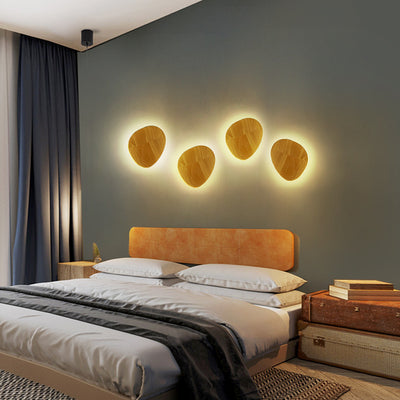 Modern Minimalist Round Irregular Oval Wood LED Wall Sconce Lamp For Living Room