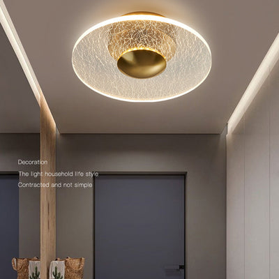 Modern Minimalist Round Flower Square Acrylic Metal LED Semi-Flush Mount Ceiling Light For Bedroom