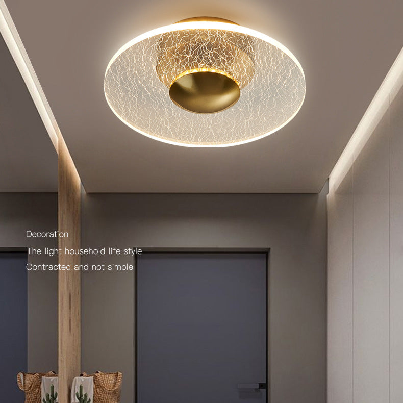 Modern Minimalist Round Flower Square Acrylic Metal LED Semi-Flush Mount Ceiling Light For Bedroom