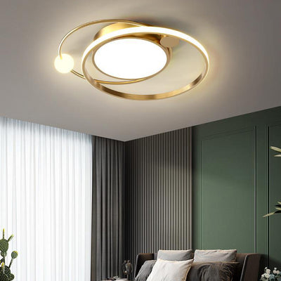 Modern Minimalist Round Circle Iron Acrylic LED Flush Mount Ceiling Light For Bedroom