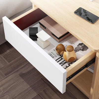 Modern Simplicity Square Tabletop Density Board Nightstand 1-Drawer For Bedroom